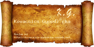 Kovacsics Gyopárka névjegykártya